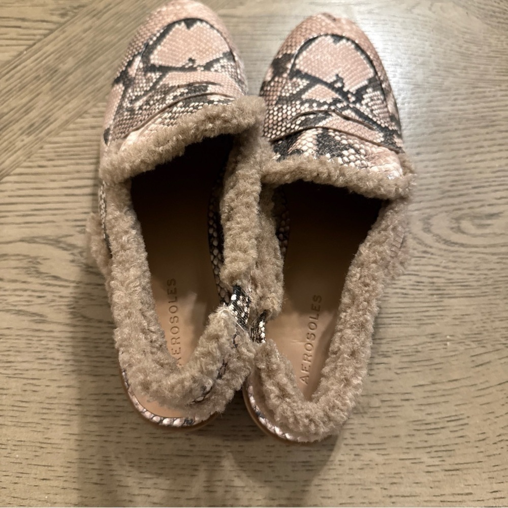 Unique Aerosoles GABRIELLE Fur Lined Snake Print Slip On Loafer Womens Size 11 - Picture 2 of 4